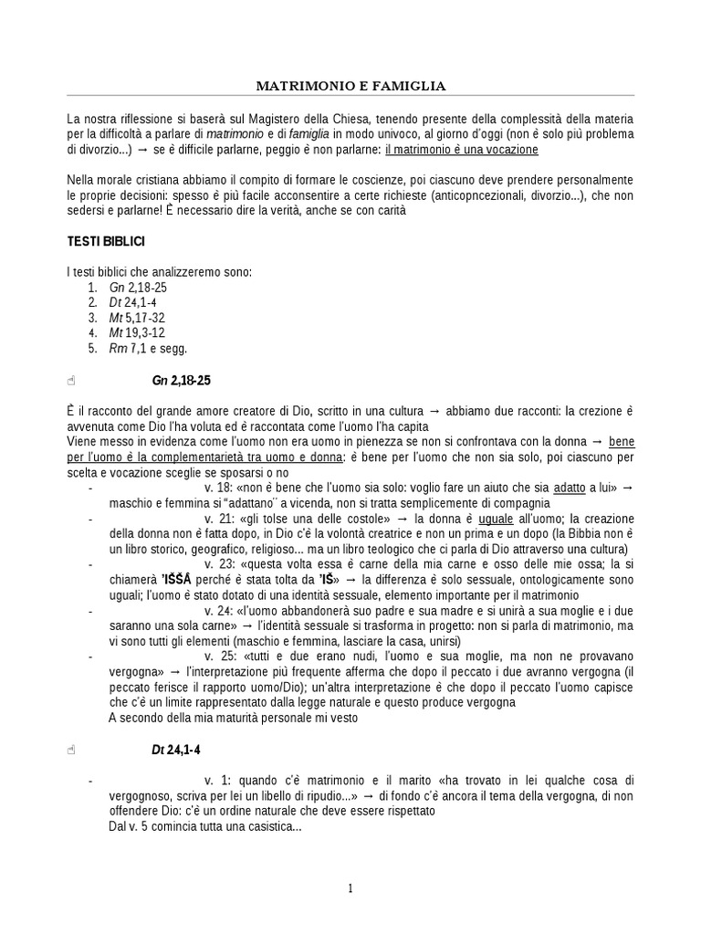 Matrimonio E Famiglia