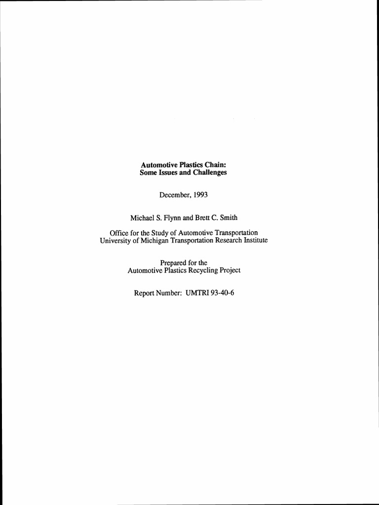 Automotive Plastics Chain PDF Recycling Waste Management