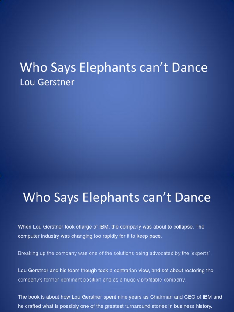 Who Says Elephants Cant Dance PDF Ibm Electronic Business