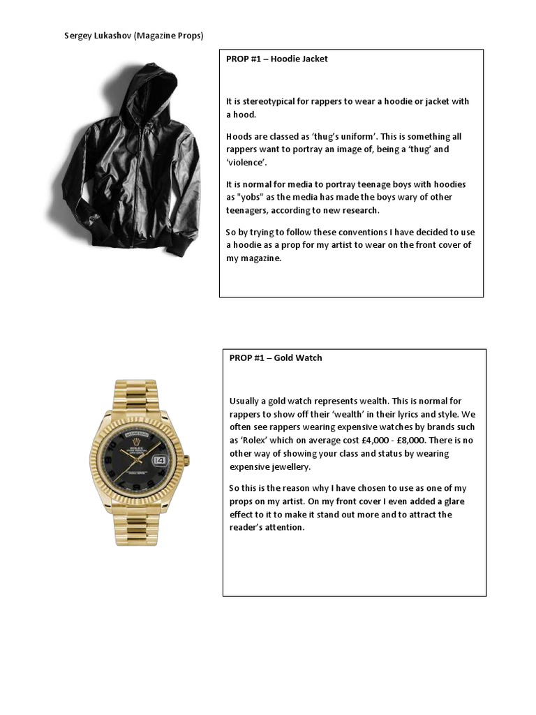 Rappers' Iconic Props: Hoodies & Watches | PDF