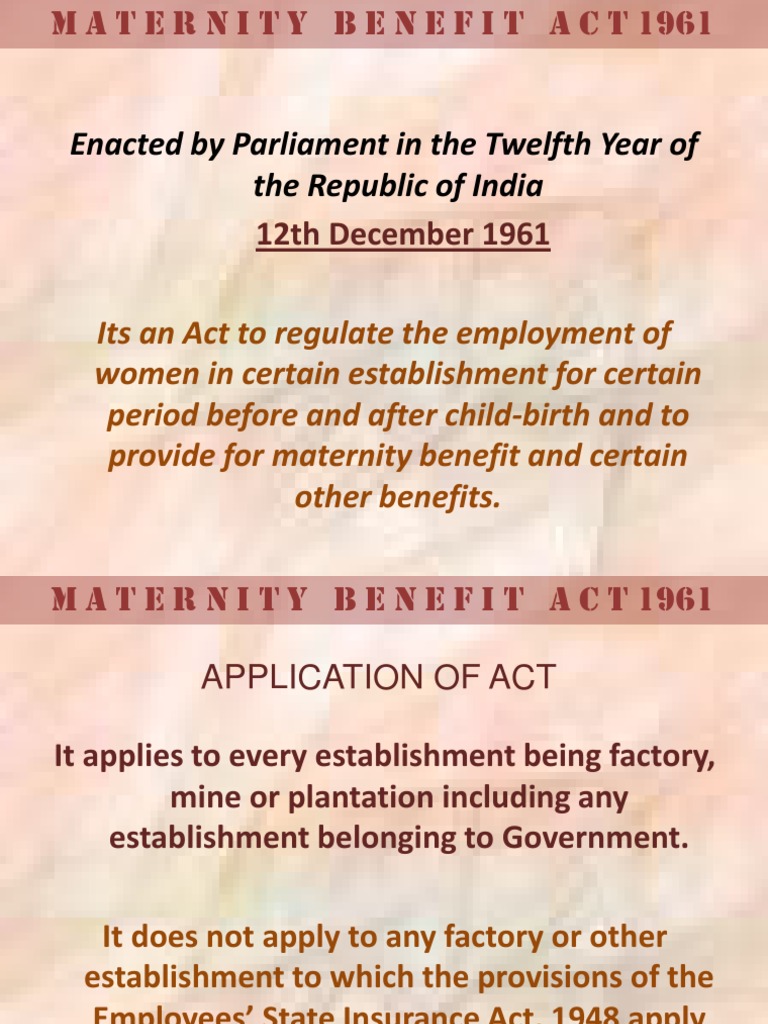 Maternity Benefit Act 1961 PDF Justice Crime & Violence