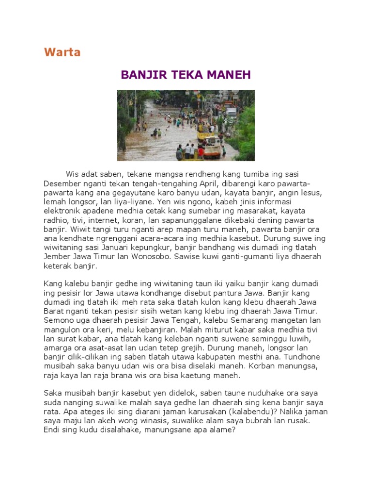 Contoh Artikel Bahasa Jawa Singkat
