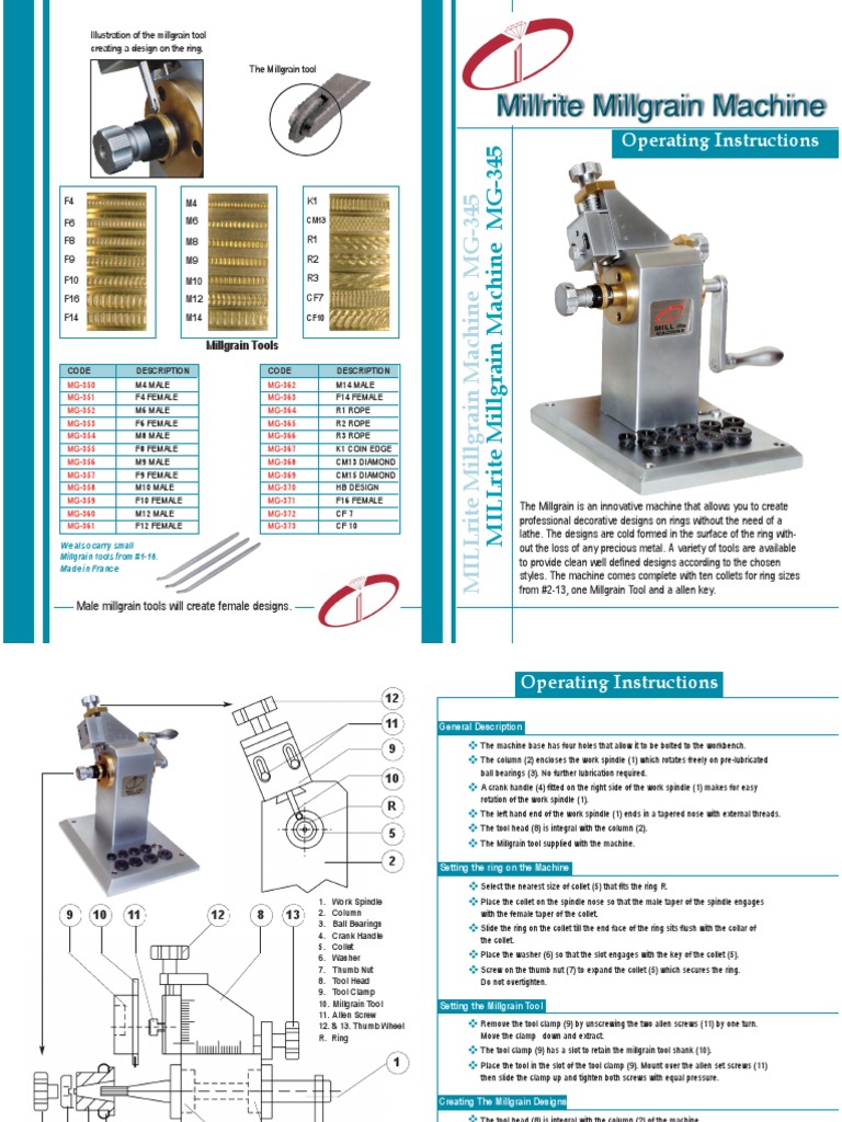 Millrite Millgrain Machine Instructions | PDF | Machines | Metalworking