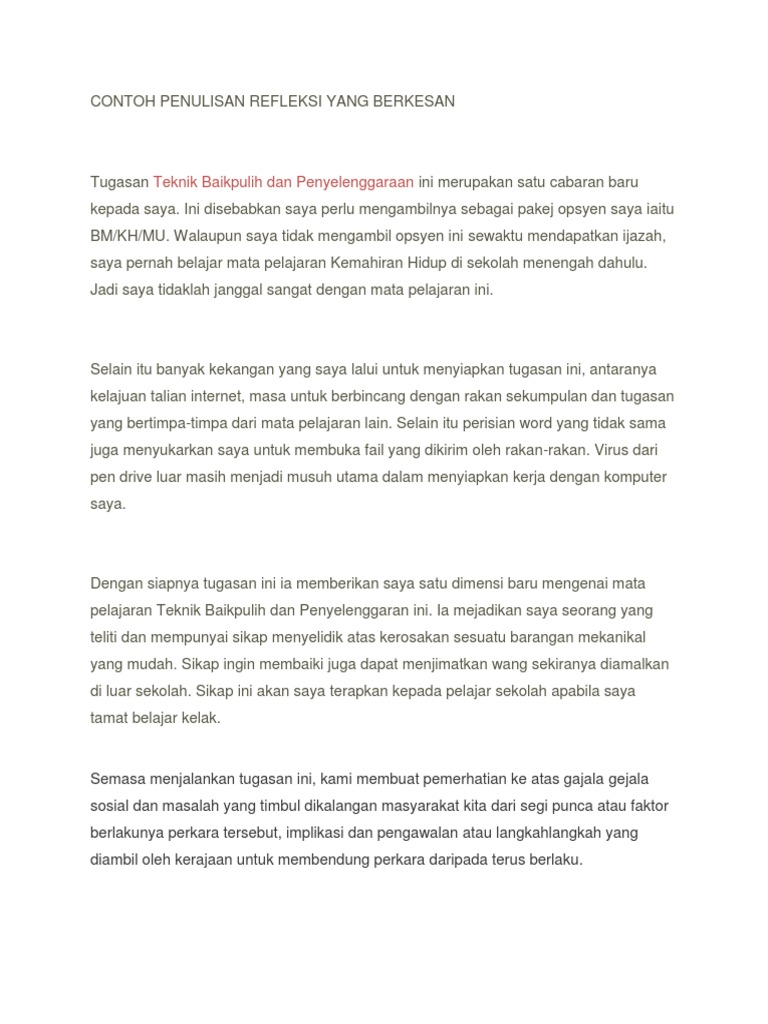 Contoh Penulisan Refleksi Sejarah