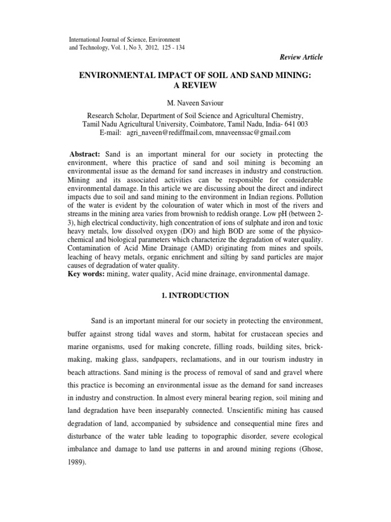 Environmental Impact of Sand Mining | PDF | Mining | Soil