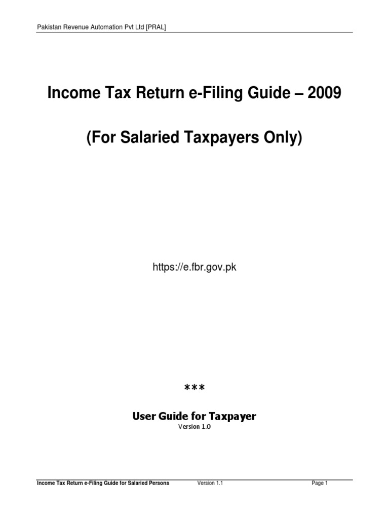 Income Tax Return E-Filing Guide (Salaried) - 2009 | PDF | Tax Return ...