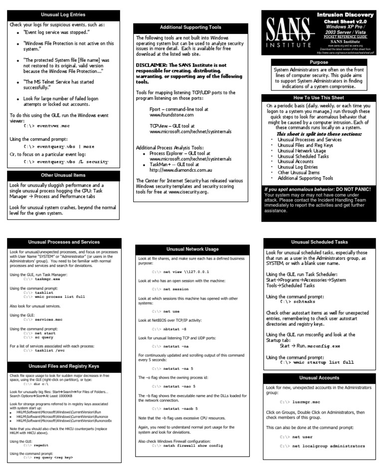 Windows Cheat Sheet Pdf Windows Registry Command Line Interface