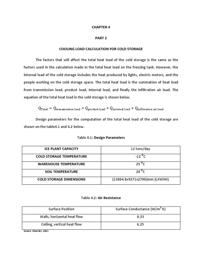 Cold Storage Cooling Load Calculation | PDF | Refrigeration | Wall