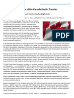 Restoring the purpose of the Canada Health TransferBy Gregory Marchildon and Haizhen MouAlberta the only province to benefit from the new funding formula