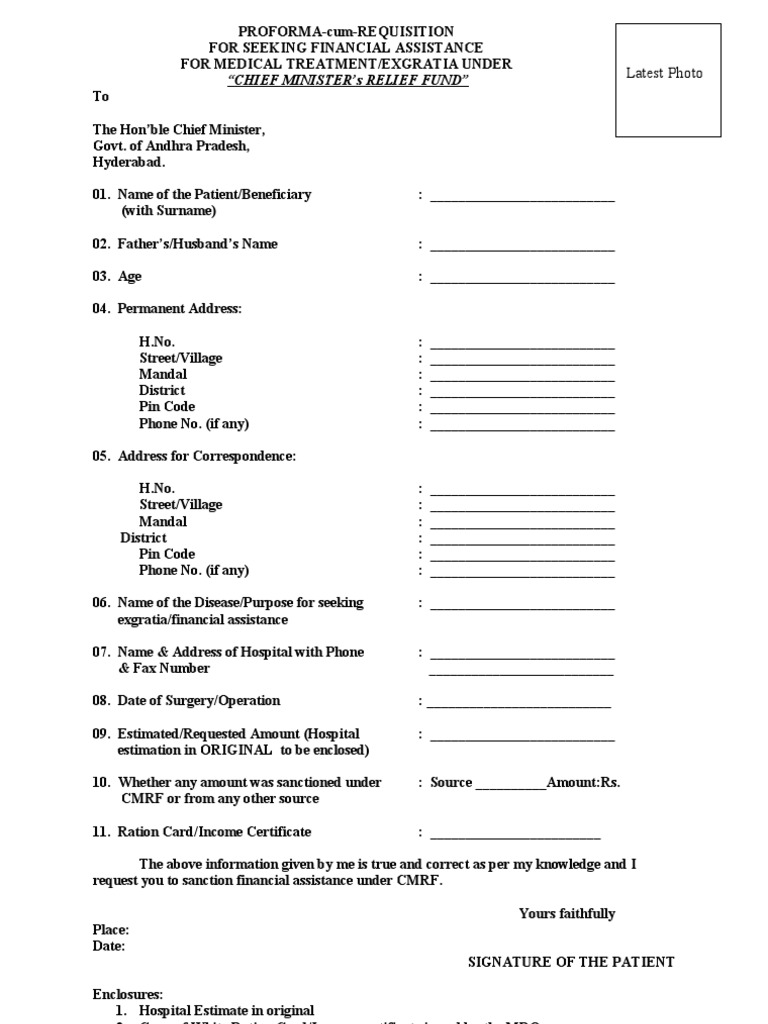 CMRF Application Form for Medical Aid | PDF | Health Sciences | Medicine