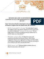 Benefits Related to Determining if an Individual is on the Methodology of the Salaf or Not