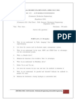 ME2354 Automobile engineering University question May 2010 -Mechanical Engineering sixth semester