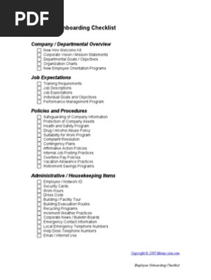 employee onboarding checklist