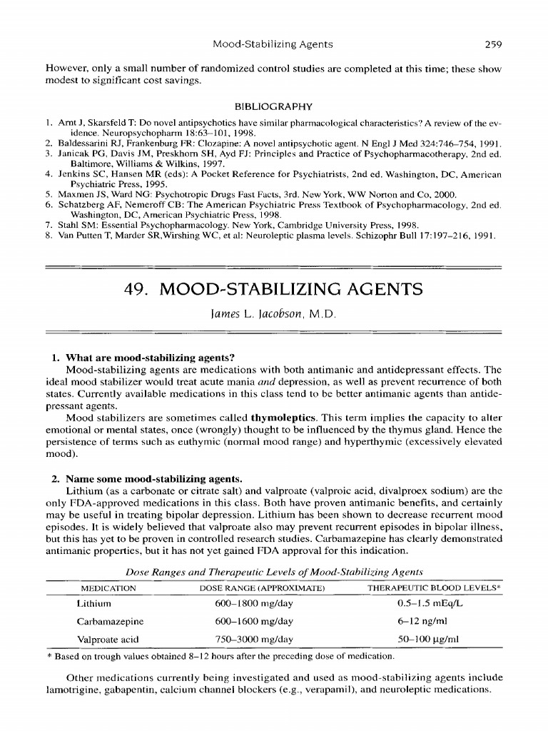 Mood Stabilizers: Overview and List | PDF | Bipolar Disorder | Mania