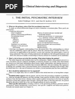 I. Approach to Clinical Interviewing and Diagnosis