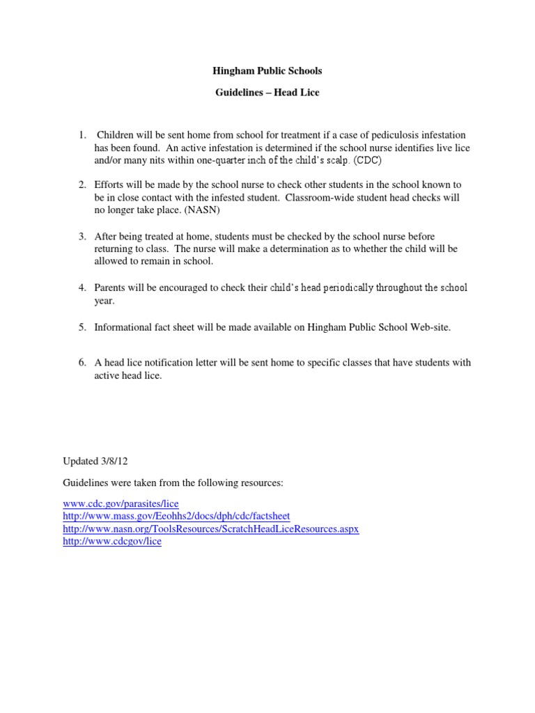 Head Lice Guidelines PDF