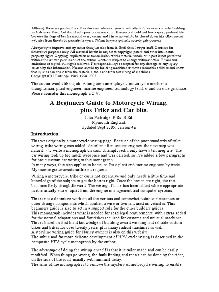 Motorcycle Wiring | Ignition System | Switch | Free 30-day Trial | Scribd
