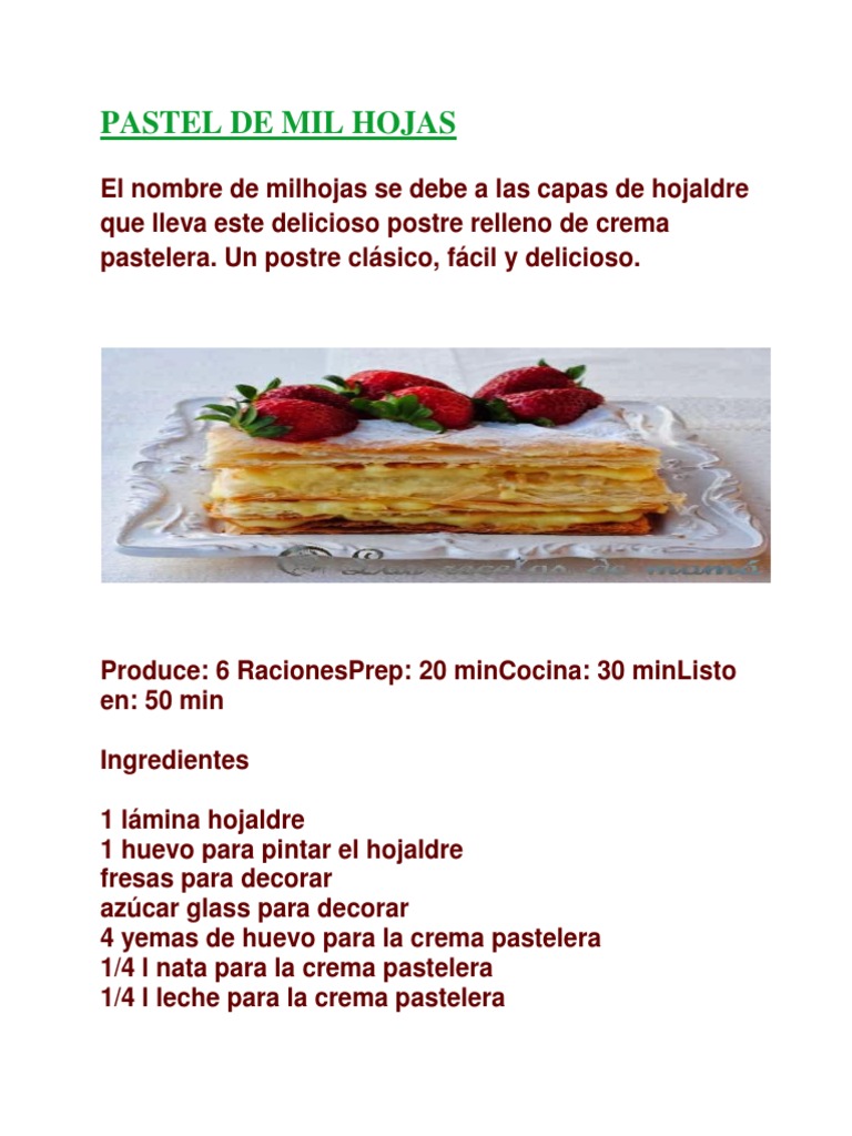 Pastel de Mil Hojas | PDF