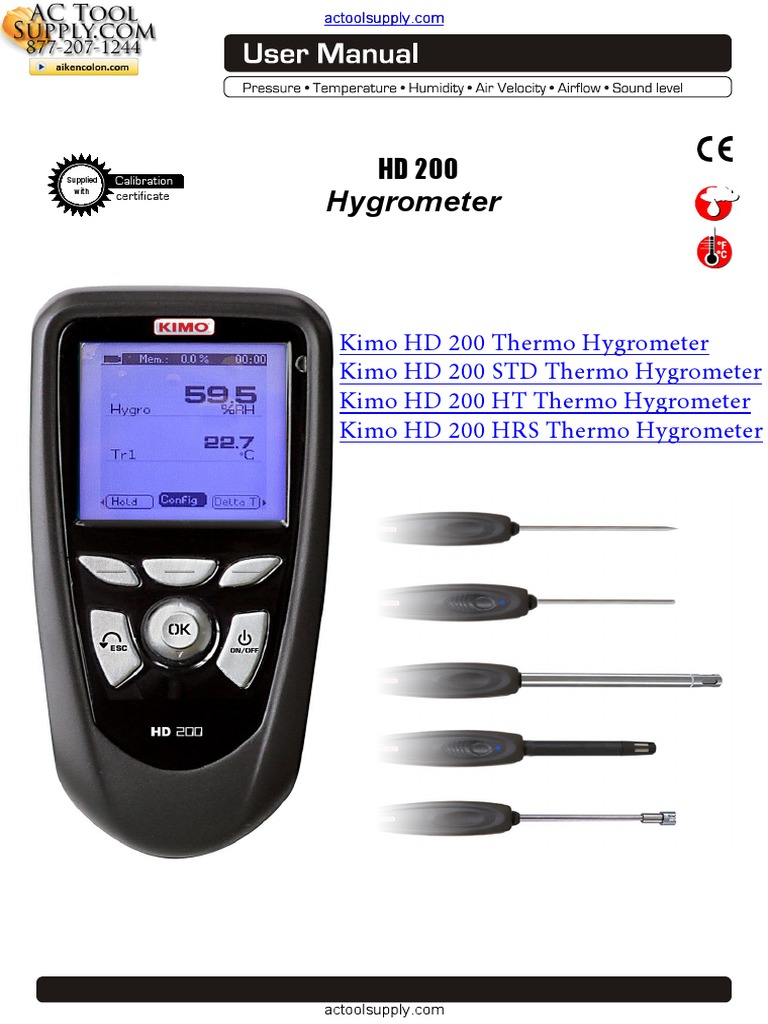Kimo HD200 Thermo Hygrometer Manual Meteorology Thermodynamics