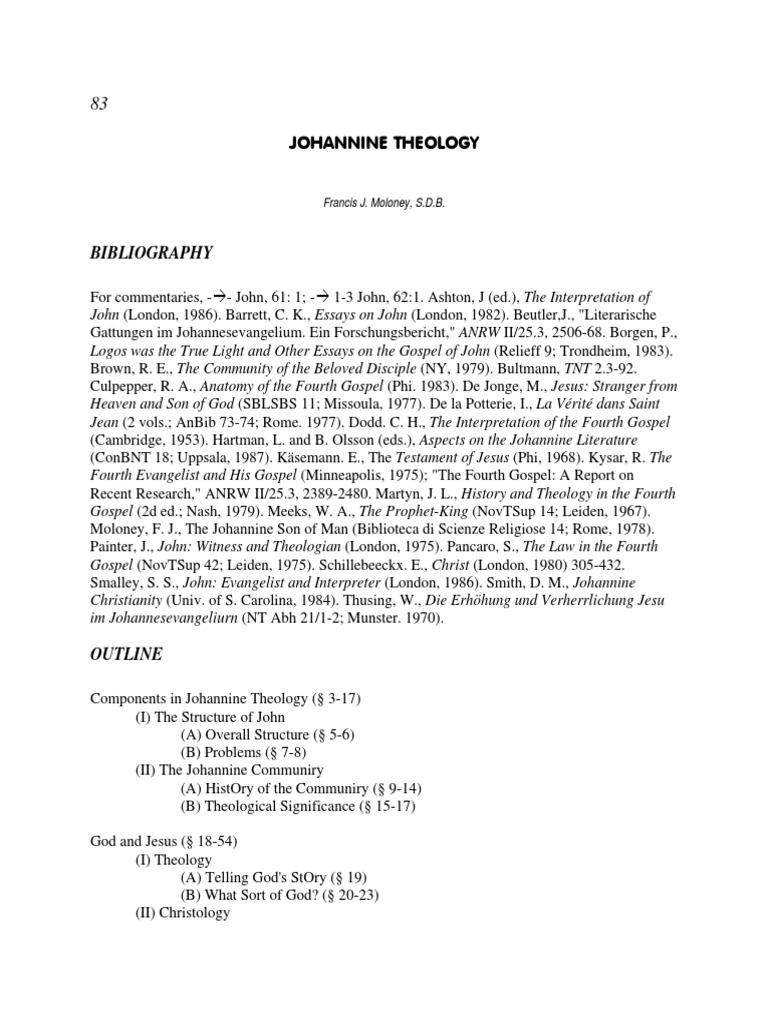 Johannine Theology Overview | PDF | Gospel Of John | Gospel Of Mark