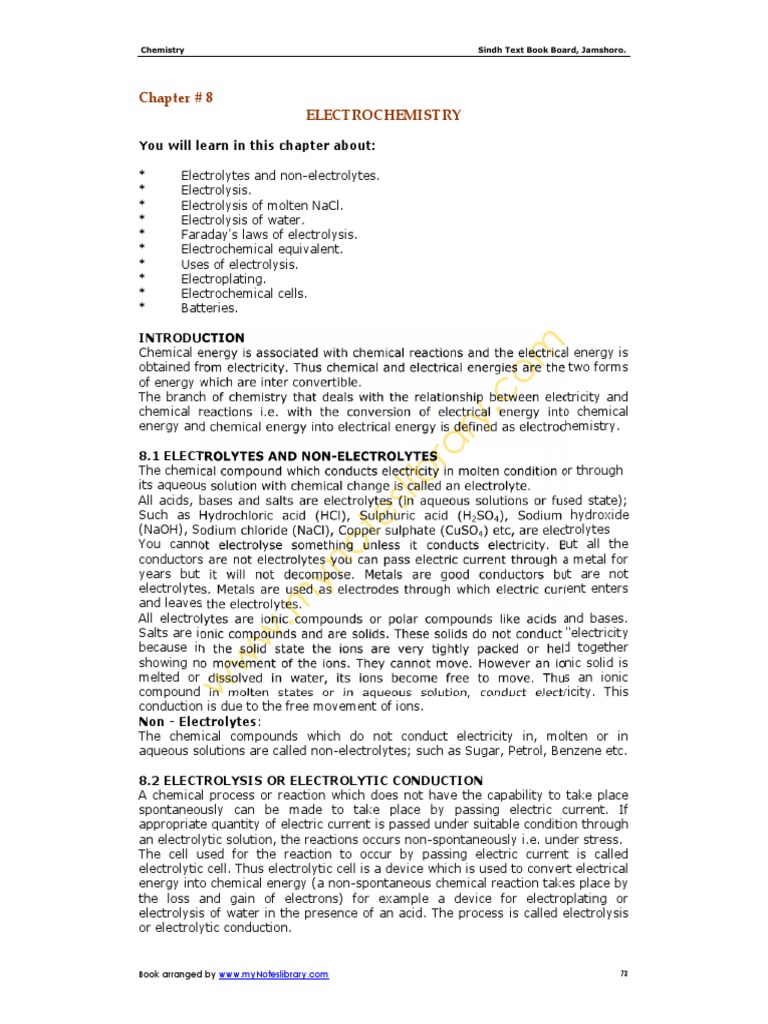 Class IX Chemistry Chapter 08 | PDF | Battery (Electricity ...