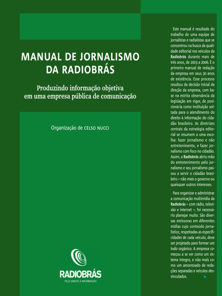 Manual de Jornalismo Radiobras  Editorial  Jornalismo