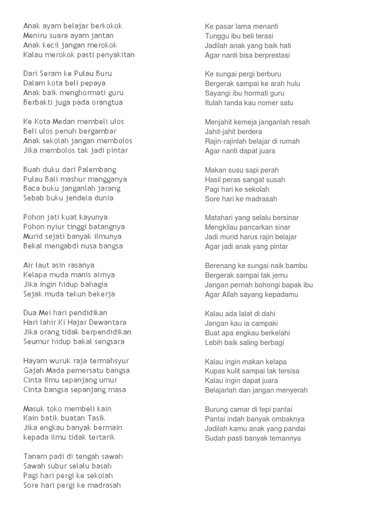 Pantun Anak Ayam Belajar