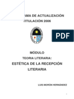 Estética de La Recepción Literaria. Luis Morón Hernández