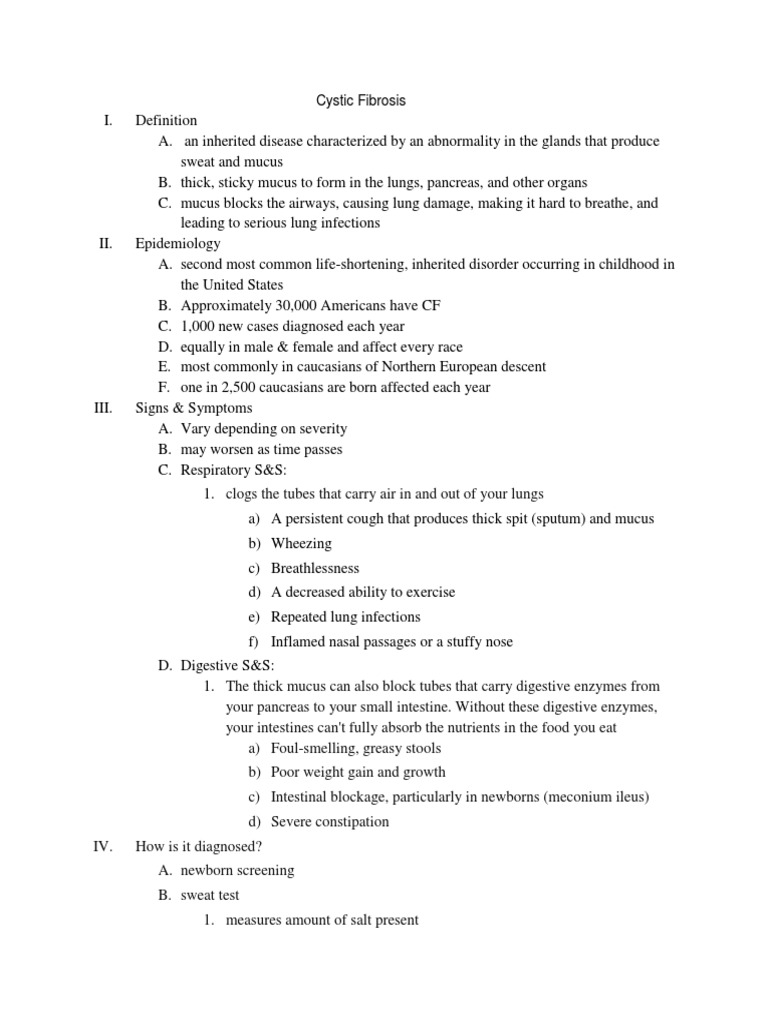 Cystic fibrosis research paper outline image