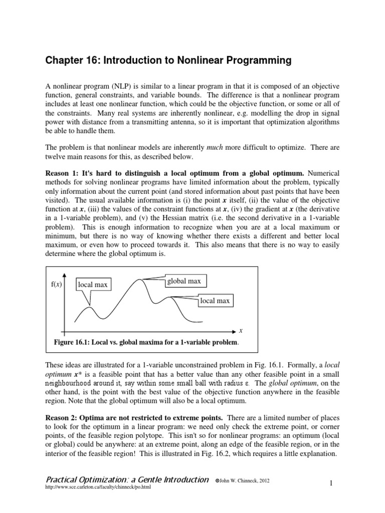 Nonlinear Programming Challenges Explained | PDF | Mathematical ...