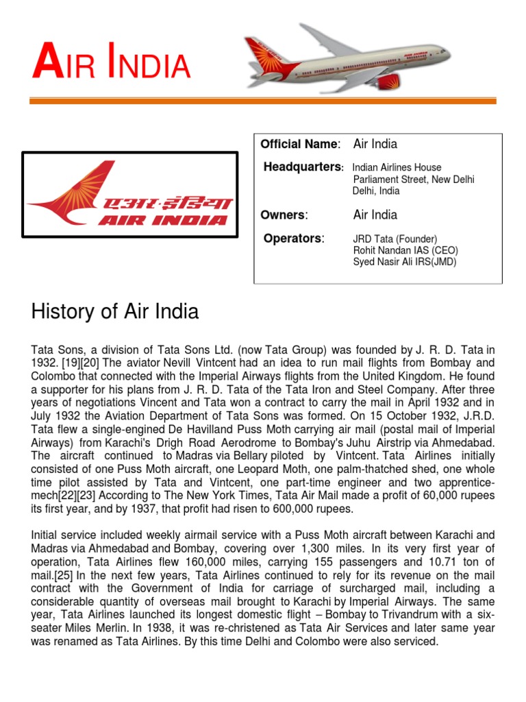 Air India | PDF | Airlines | Transport Companies