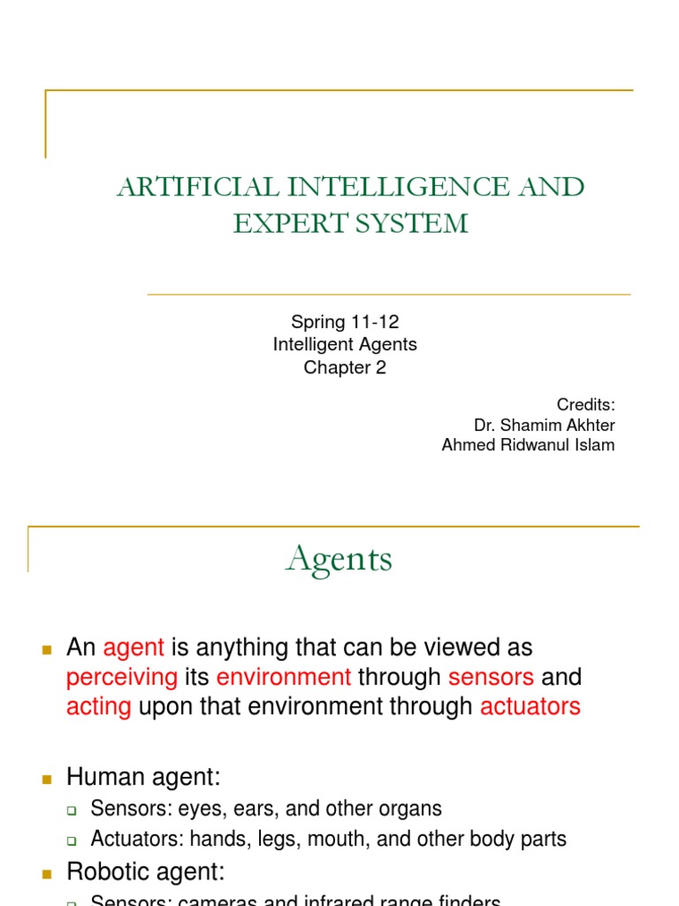 L2 - Intelligent Agents - 2 | PDF | Cybernetics | Psychological Concepts
