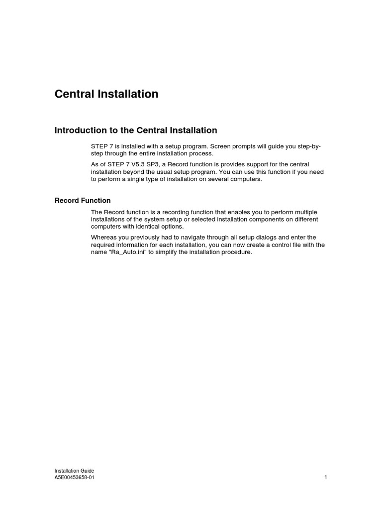 Central Installation Guide for STEP 7 | PDF | Computer File | Command ...