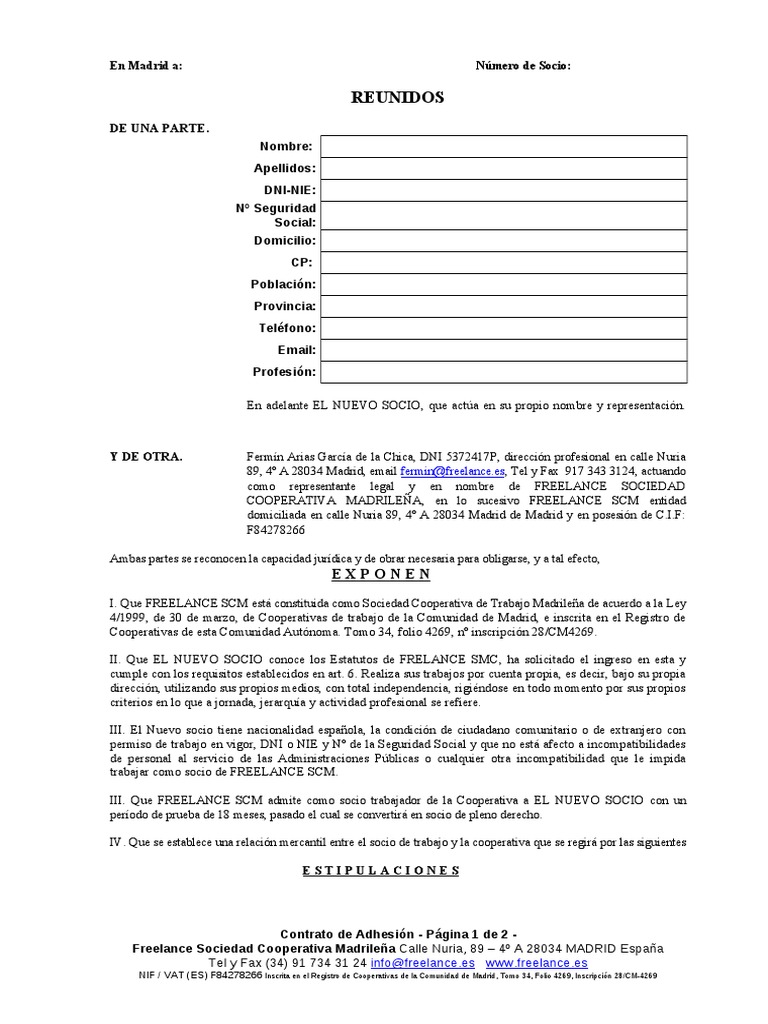 Contrato Adhesion COOPERATIVA | PDF | Liquidación | Derecho empresarial