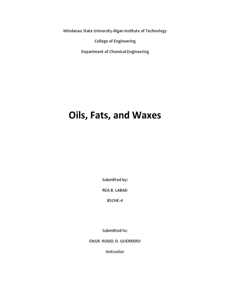 26.oils, Fat and Waxes PDF Wax Cottonseed