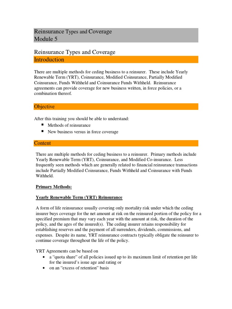 Reinsurance Types and Methods Explained | PDF | Reinsurance | Insurance