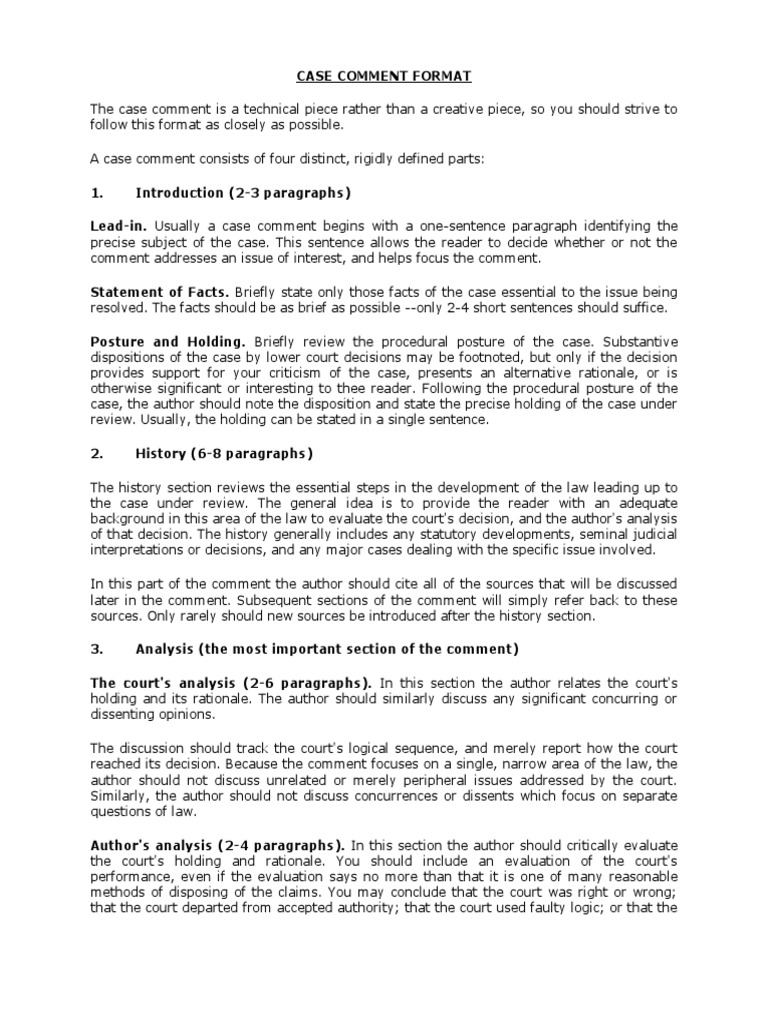 Case Comment Format PDF Note (Typography) Citation