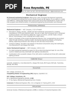 Sample Resume Mechanical Engineer Midlevel