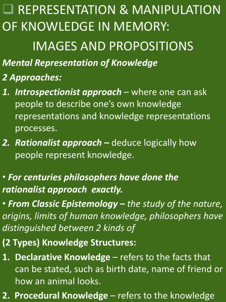 Knowledge Representation in Memory | PDF | Mental Image | Concept