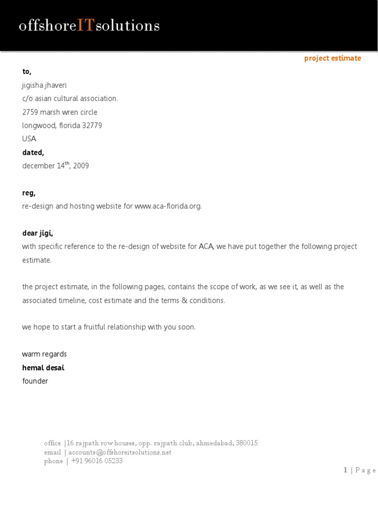 Offshore Solutions: Project Estimate | PDF | Websites | Communication