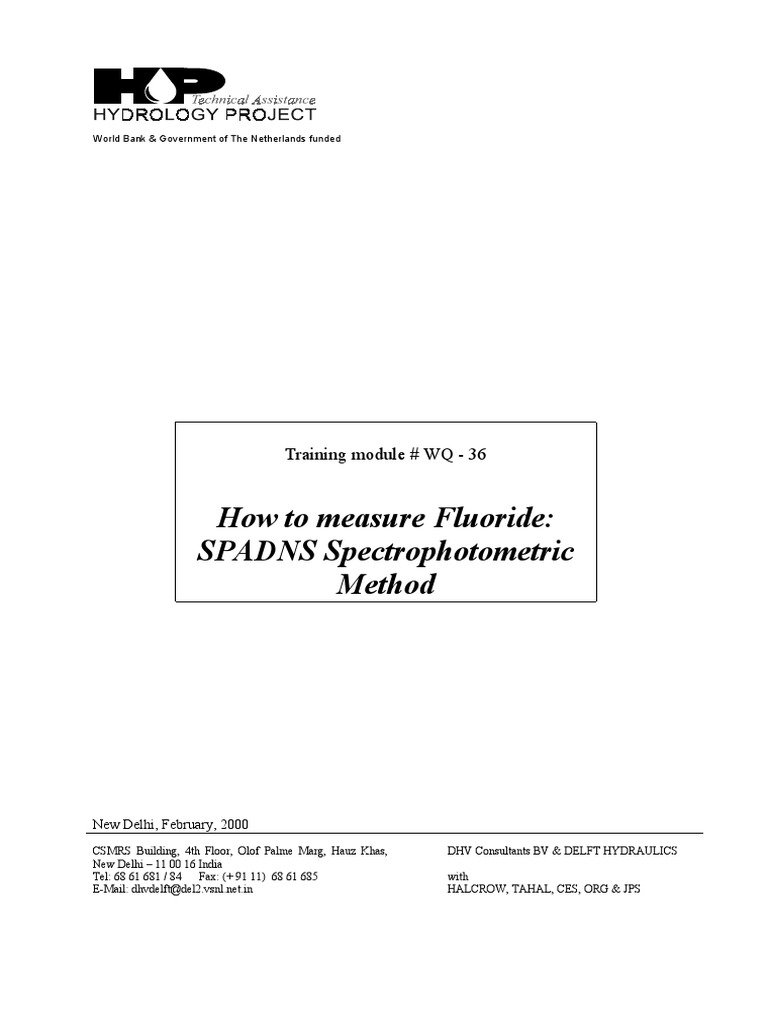 Fluoride Measurement Using SPADNS Method | PDF | Fluoride | Sodium Chloride