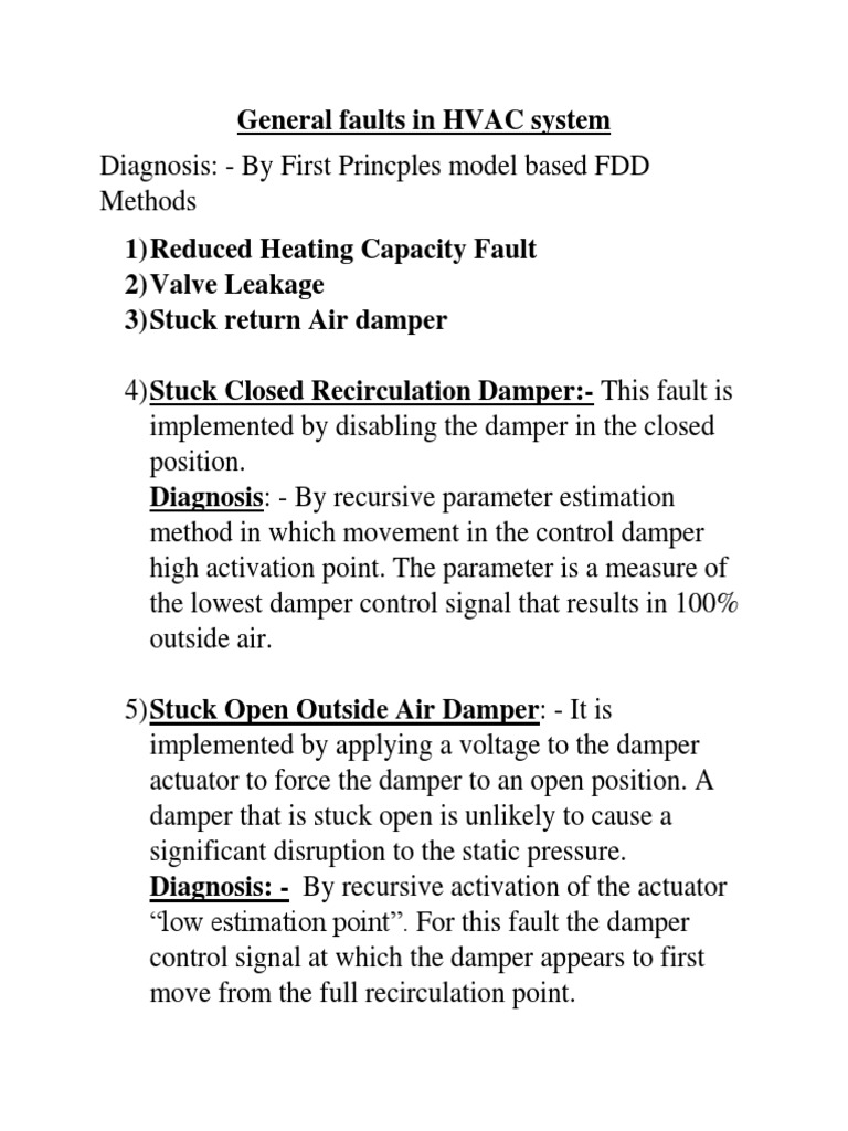 General Faults in HVAC System PDF Hvac Temperature