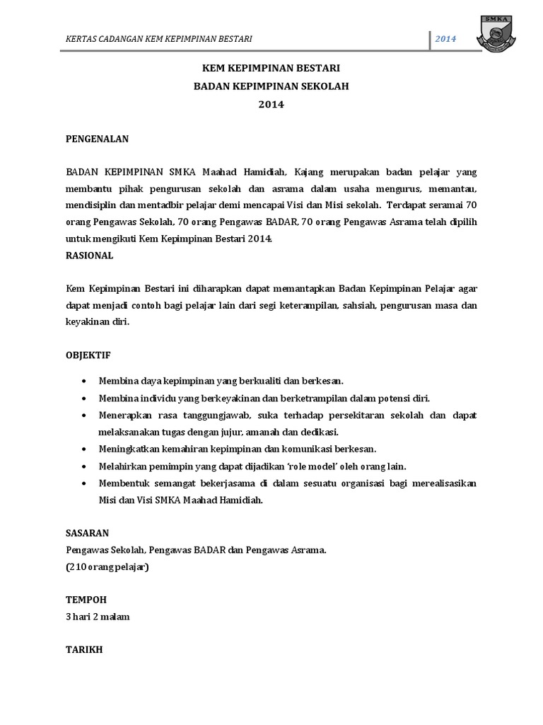 Leadership Camp Proposal 2013 Pdf