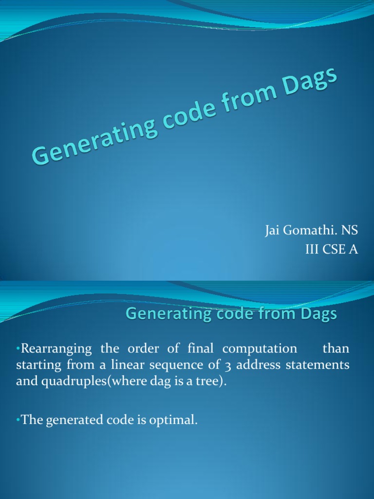 Code Generation from DAG in Compiler Design | PDF | Teaching Methods ...