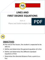 Lines and First Degree Equations: Plane and Solid Analytic Geometry