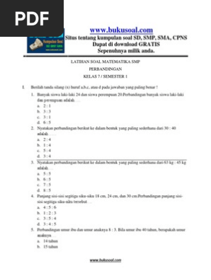 6 Latihan Soal Matematika Perbandingan Smp