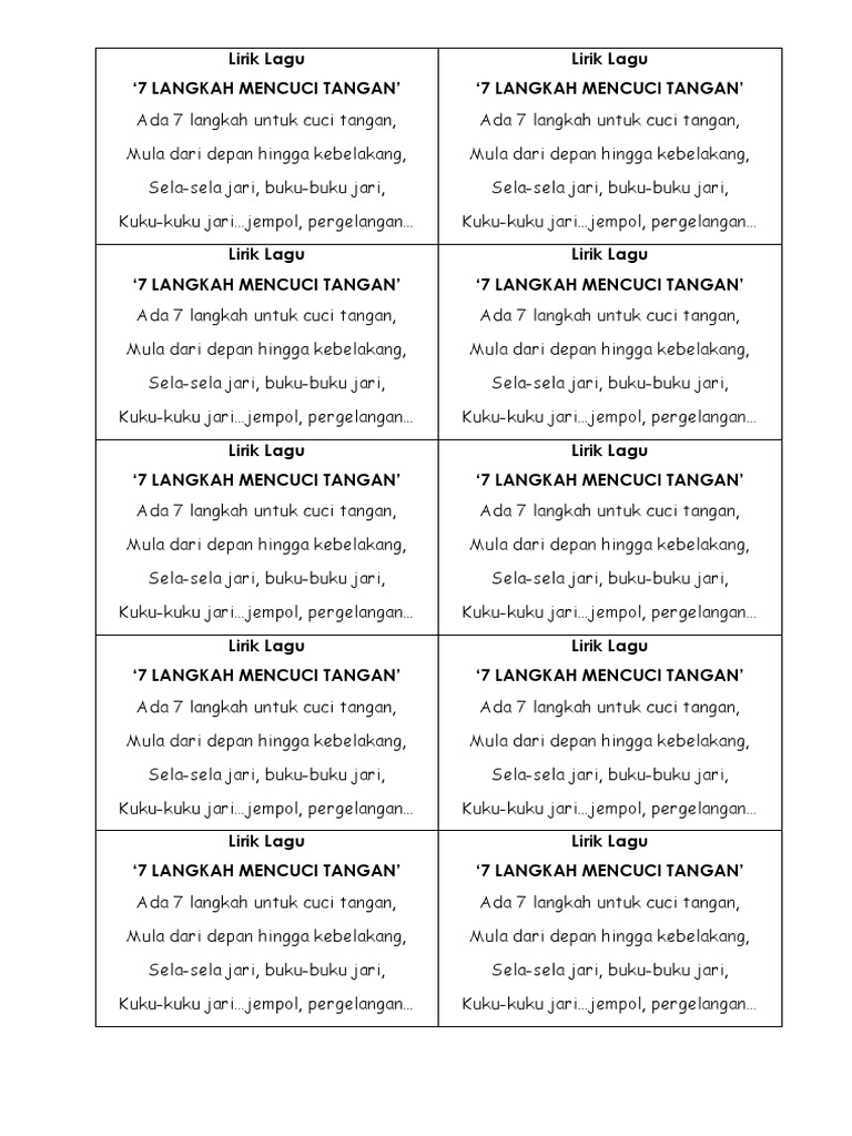 Lagu 7 Langkah Mencuci Tangan Pdf