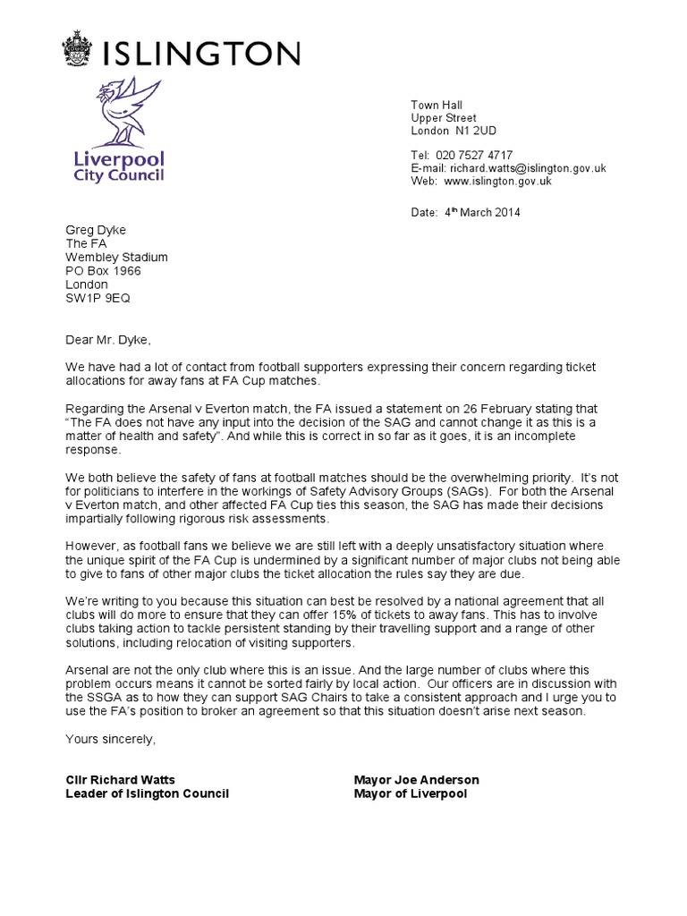 Letter Greg Dyke FA | PDF | Language Arts & Discipline | Science ...