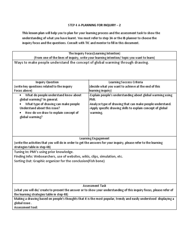Inquiry Planning for Global Warming Art | PDF | Career & Growth