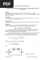 L #1: T F R S C: Sfsu - E 301 - E L AB Ime and Requency Esponses of Eries Ircuits